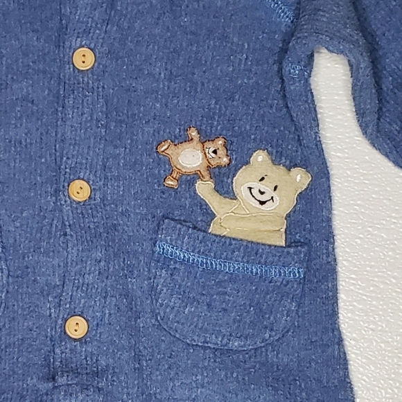 Vintage Sesame Street Romper Jumpsuit Long-sleeve Blue Bear Baby Boys 3-6 Months - Picture 4 of 4